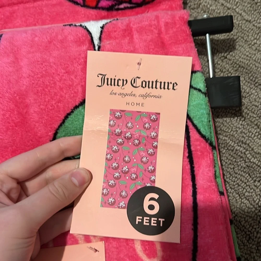 Juicy Couture Pink and Green Floral Towel